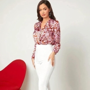 كوتي المرأة عالية الارتفاع فيسكوز رايون بوتكوت بنطلون صلب